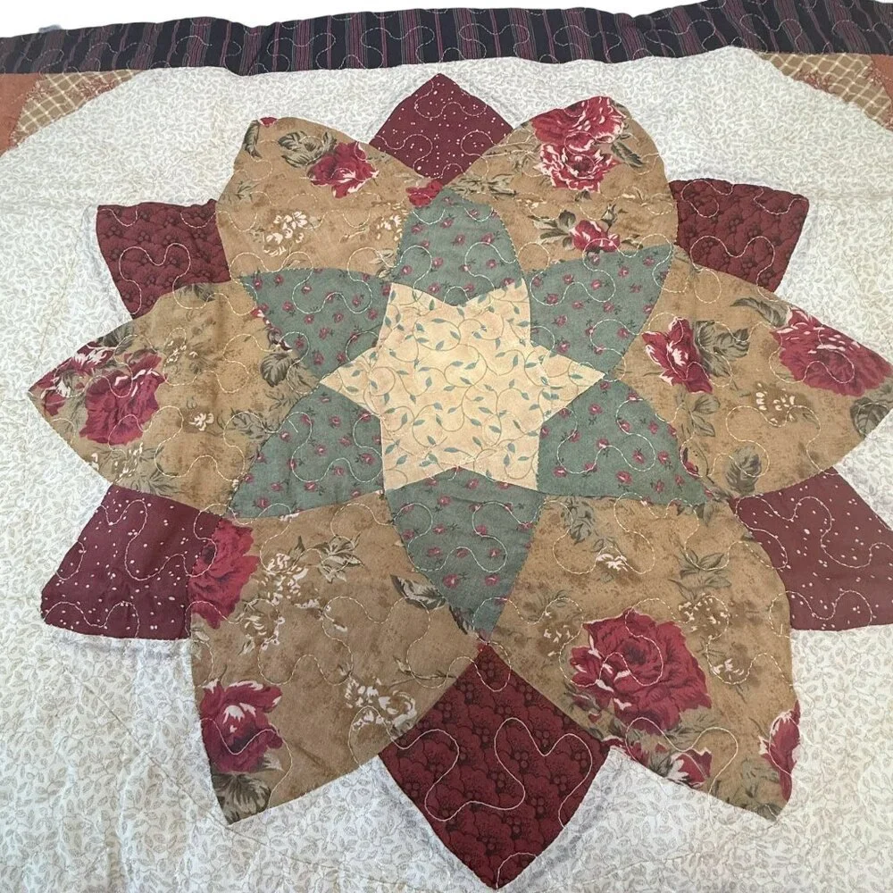 Country Quilt Pillow Shams Set of 2 Quilted Star Pillowcases New